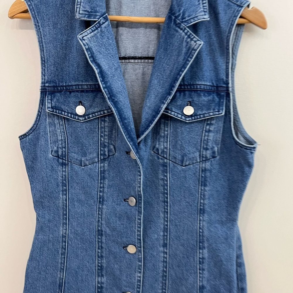 Lulus Edgy Impression Medium Wash Denim Sleeveless Mini Dress L - Picture 7 of 11